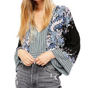Free People Mix N Match Top Blouse XS Black Combo